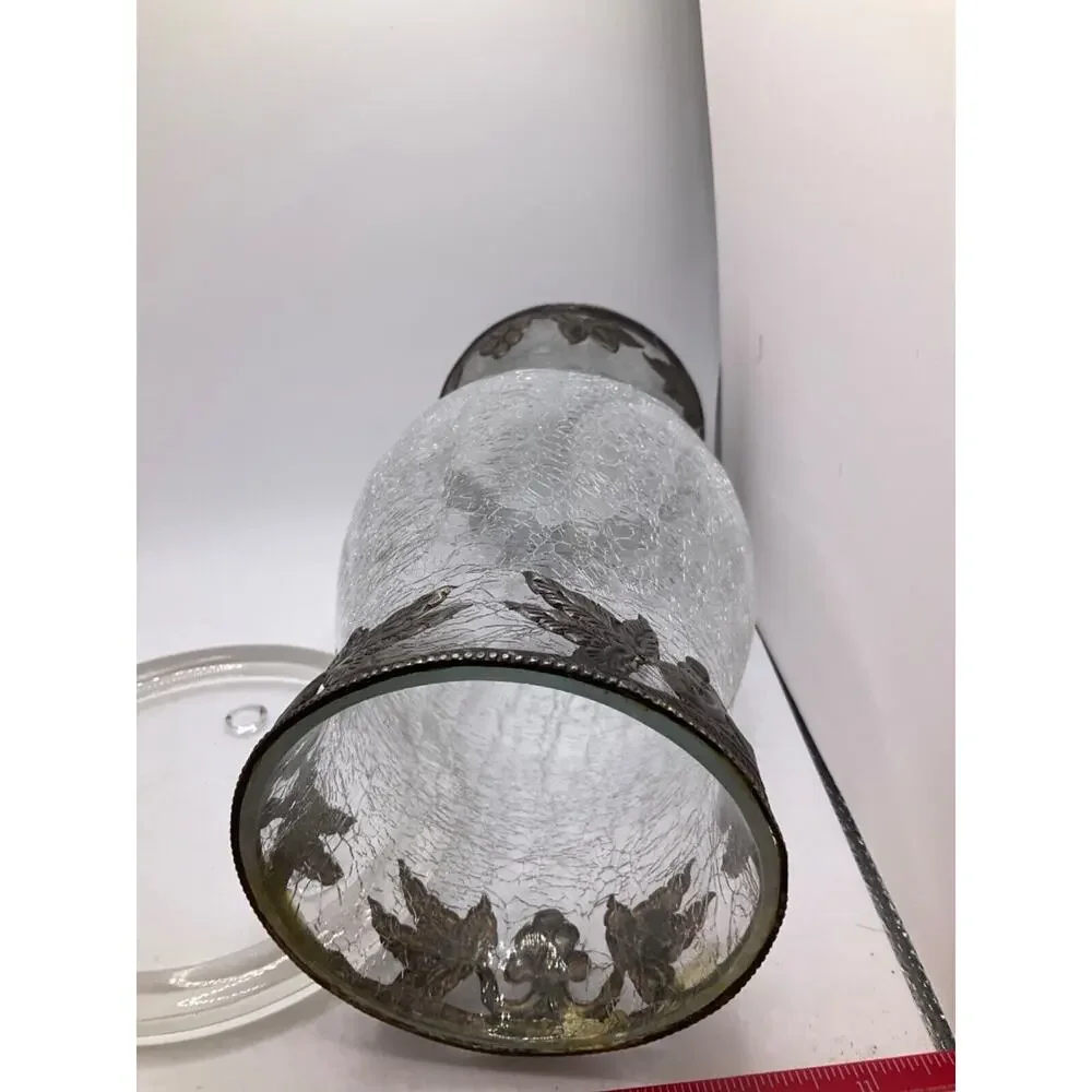Vintage Crackled Globe Cover and Candle Plate - 9 Inches Tall, Dual‎ Open Ends